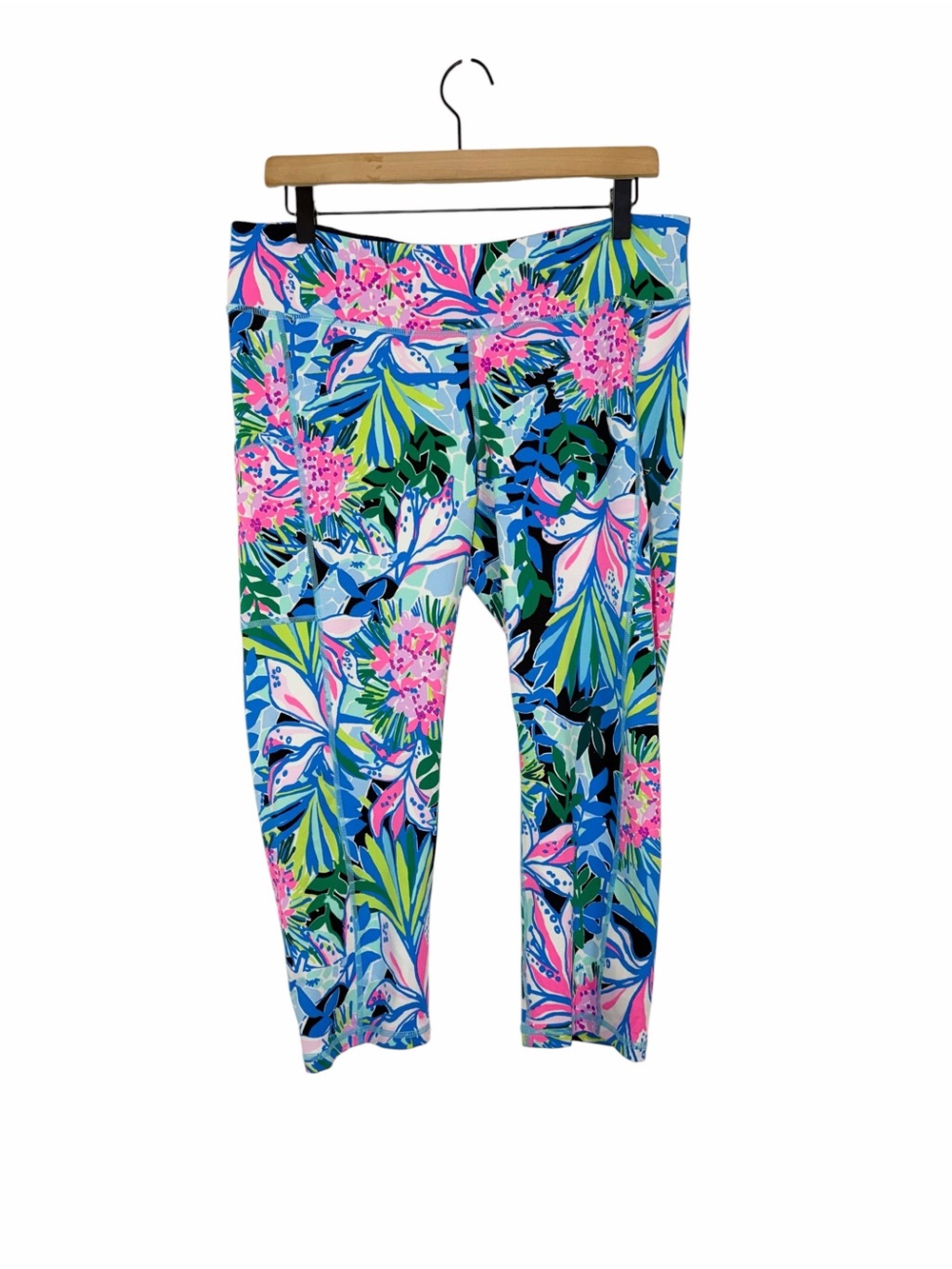 Lilly Pulitzer Luxletic Tropical Floral High Rise Crop Leggings XL Activewear